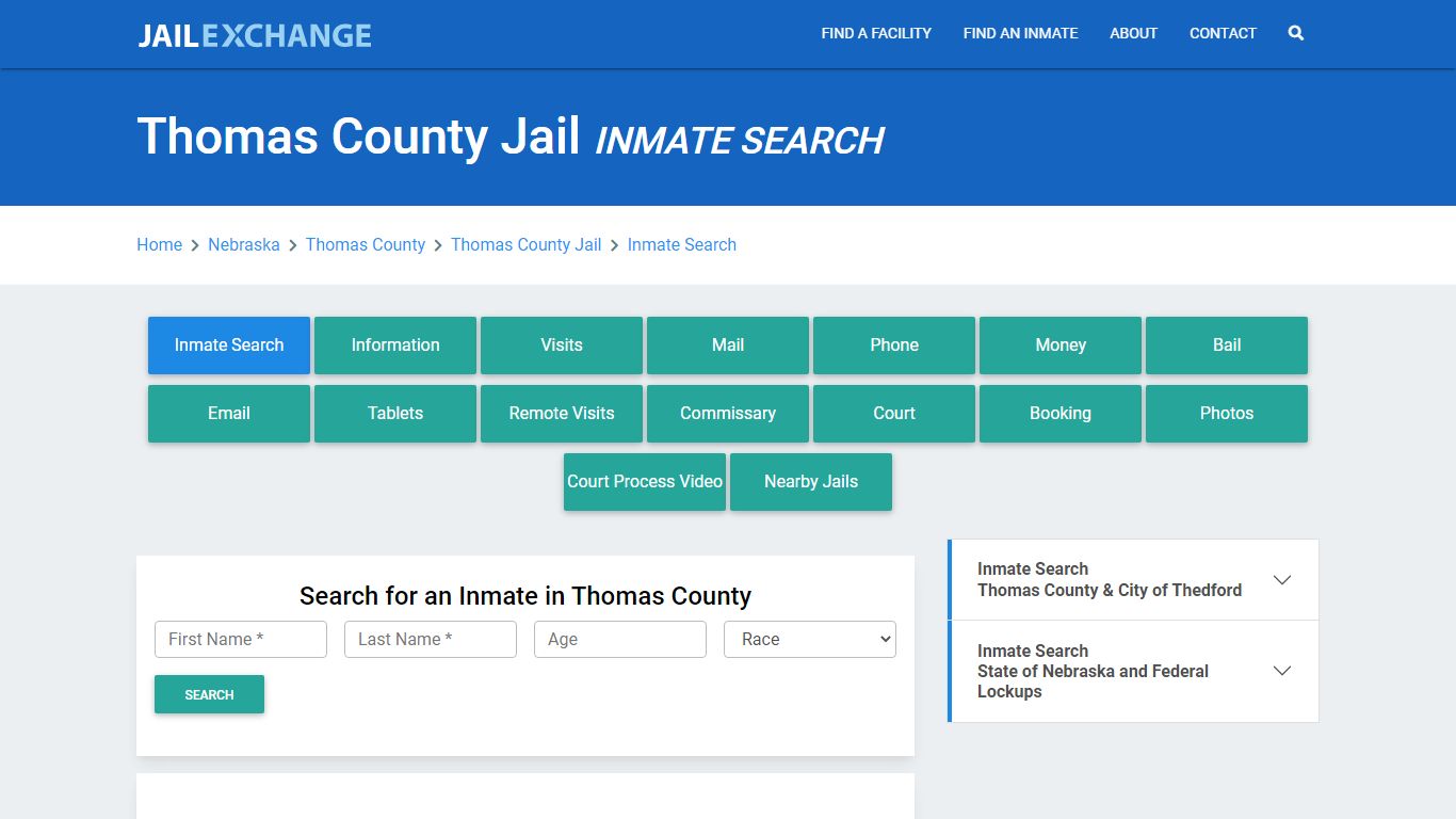 Thomas County Jail, NE Inmate Search: Roster & Mugshots