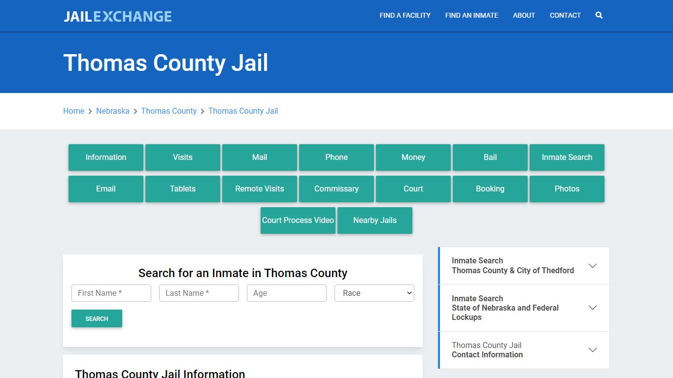 Thomas County Jail Roster Lookup, NE, Inmate Search